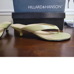 Hillard & Hanson Kitten Heal Sandals -- Green Leather Size 8.5